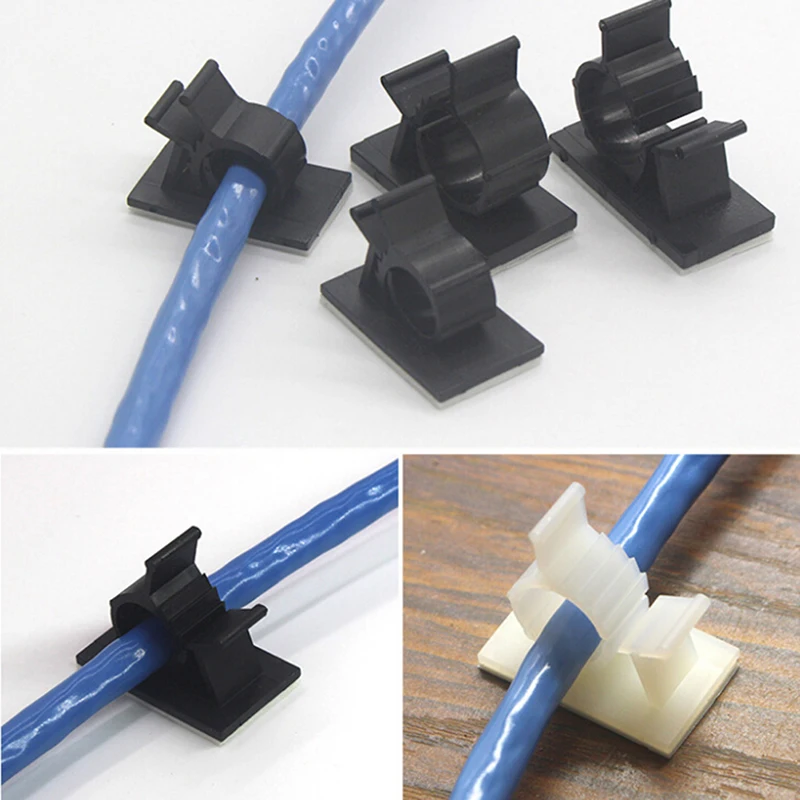 10pcs Desk Wall Cord Clamps Adhesive Cable Winder Drop Cord Wire Tie Fixer Fastener Tidy Holder Organizer Management Hot Selling
