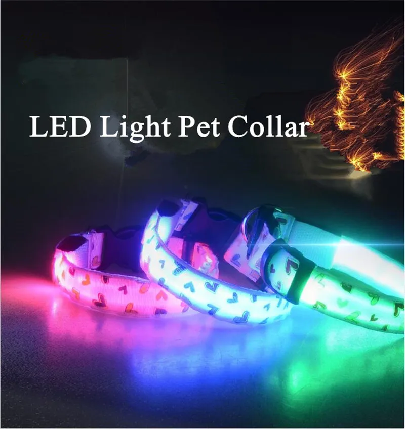 

A55 Led Luminous Pet Dog cat LED Collar Night Safety Glow Flashing Dog Cat Collars Battery version collares para perros