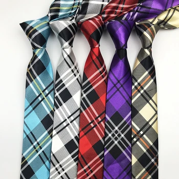 

Classical Popular Plaid Polyester Printed Necktie for Men Slim Ties 5cm Width