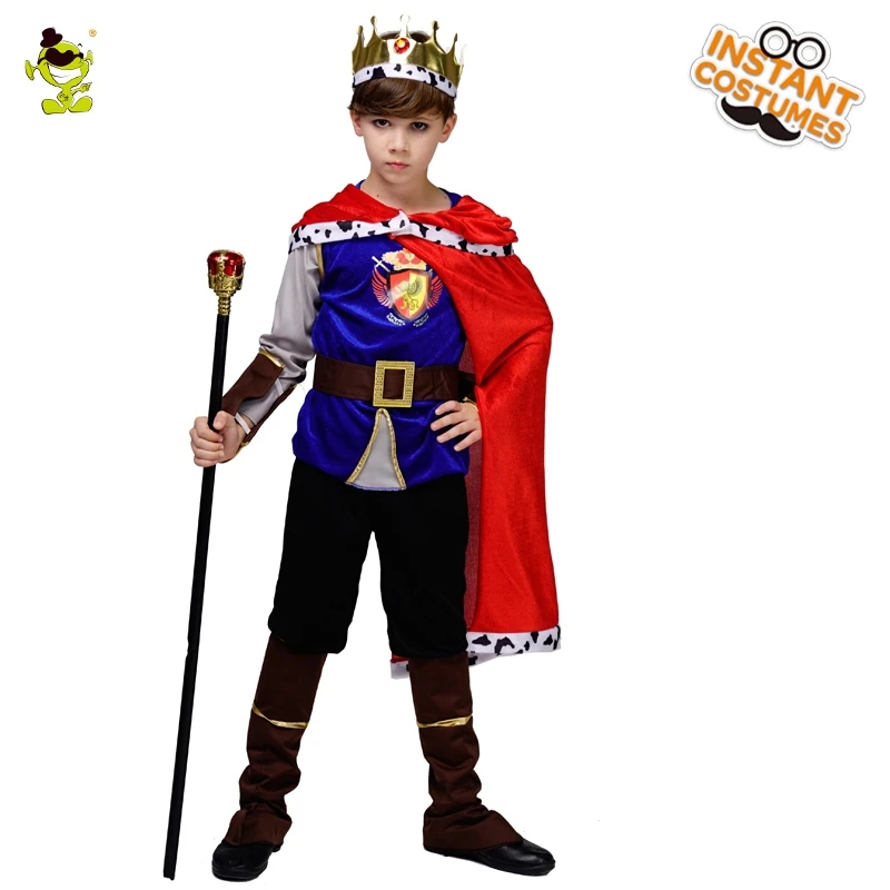 Kids Boy's Medieval Deluxe Prince Costume Halloween Cosplay King Outfits For Children Christmas