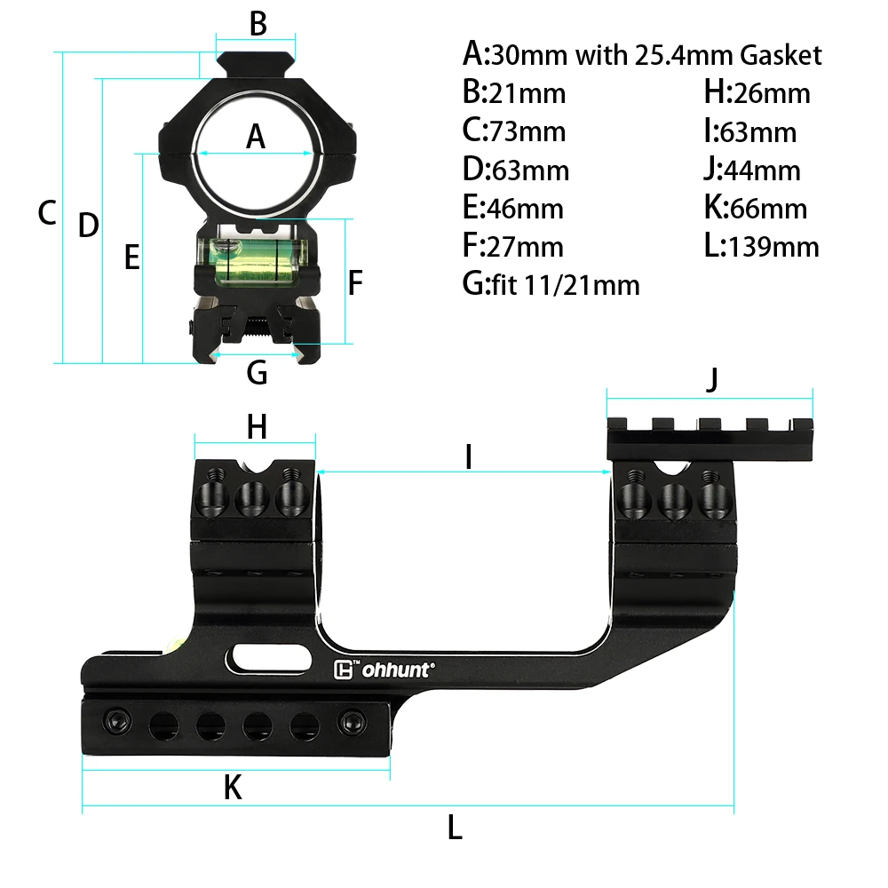 Cauda de Andorinha Ohhunt 20mm Picatinny Weaver Riflescope Anéis Caça 25.4mm 30mm Offset Escopo Montar Trilho Bolha Nível 11mm 3 - 8 3 Cheap Acessórios e suporte de extensão