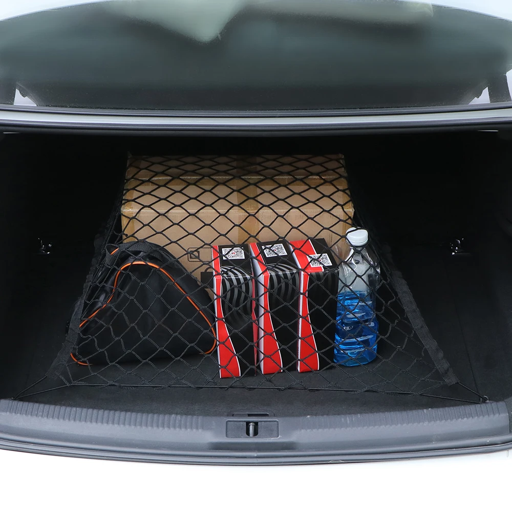 

TIOODRE 70x70cm Car Trunk Boot String Bag Elastic Nylon Rear Cargo Stowing Tidy Net Storage Organizer Luggage SUV Accessories