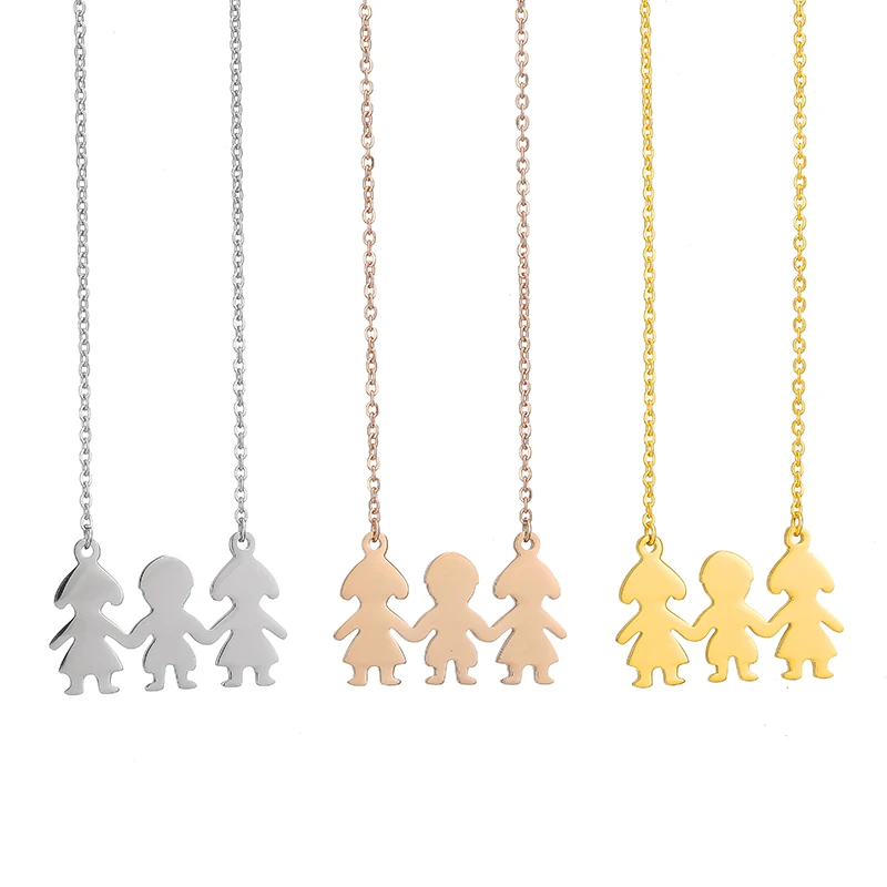 AMORUI Boy & Girl BFF Friend Choker Collar Chain Necklace Rose Gold Gold Silver Family Collier Femme Necklaces Colares Joyas