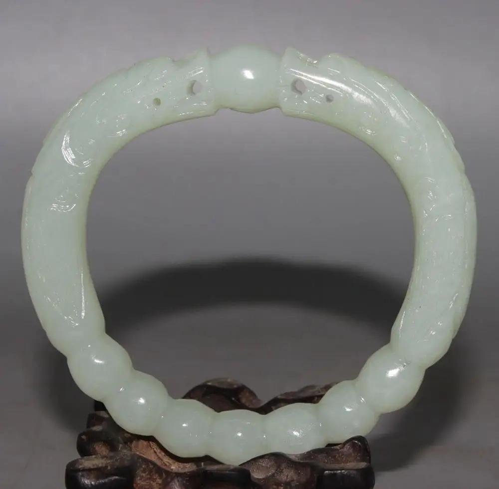

Ancient Chinese hetian jade bangle hand-carved jade Bracelet 031604