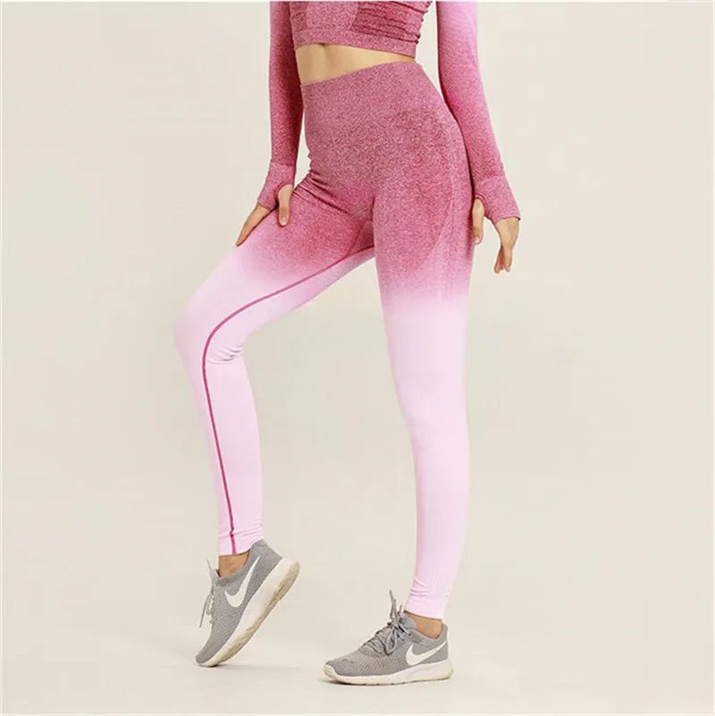 

2019 autumn winter new European and American sports high waist sports tight pants high stretch seamless yoga pants women