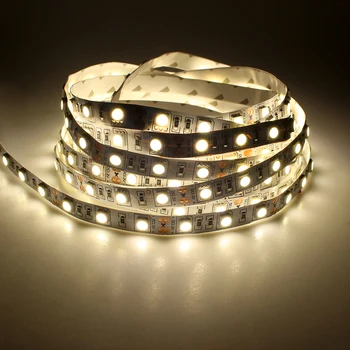 

LED Strip Light DC 12V 4000K Nature White SMD 5050 Flex Led Light Tape Non-waterproof string rope 5M 300 leds DC12V