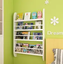 Children hang wall bookcase Simple solid wood bookcase Shelf on the wall