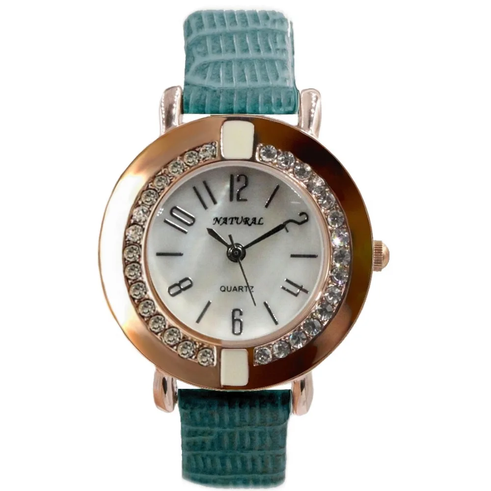 

Luxury Brand Female Analog Quartz Round Crystal Watch Japan PC21S Movement Rose Gold Leather watch Band White Dial