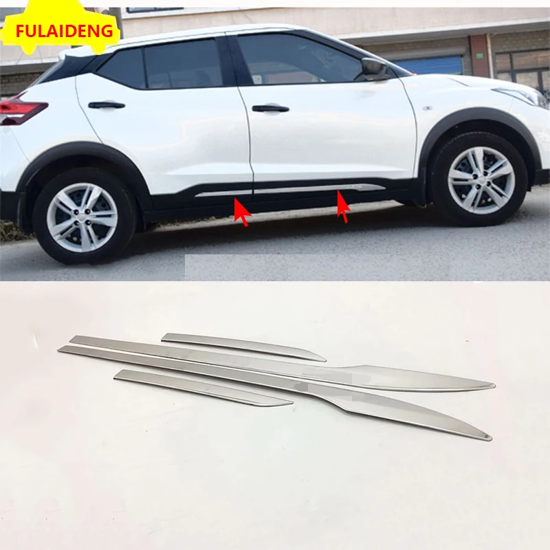 

4pcs For Nissan Kicks 2017-2018 stainless steel Rocker Panel Body Side Molding Chrome Trim Car Styling Accessories