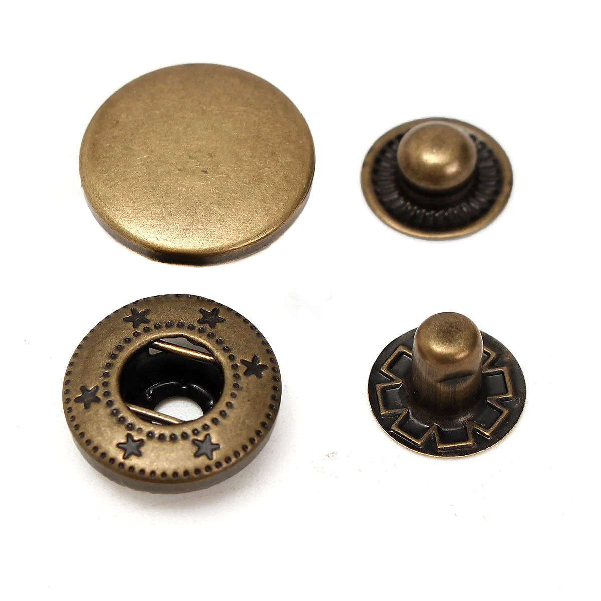 JX-LCLYL 30 Set 15mm Vintage Brass Snap Fastener Popper Press Stud Button Leather Kit