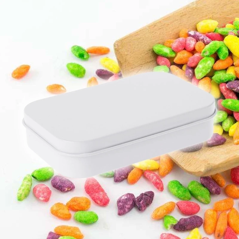

NEW Storage Box Small Jewelry Candy Coin Key Organizer Tin Flip White Gifts Packing organizer