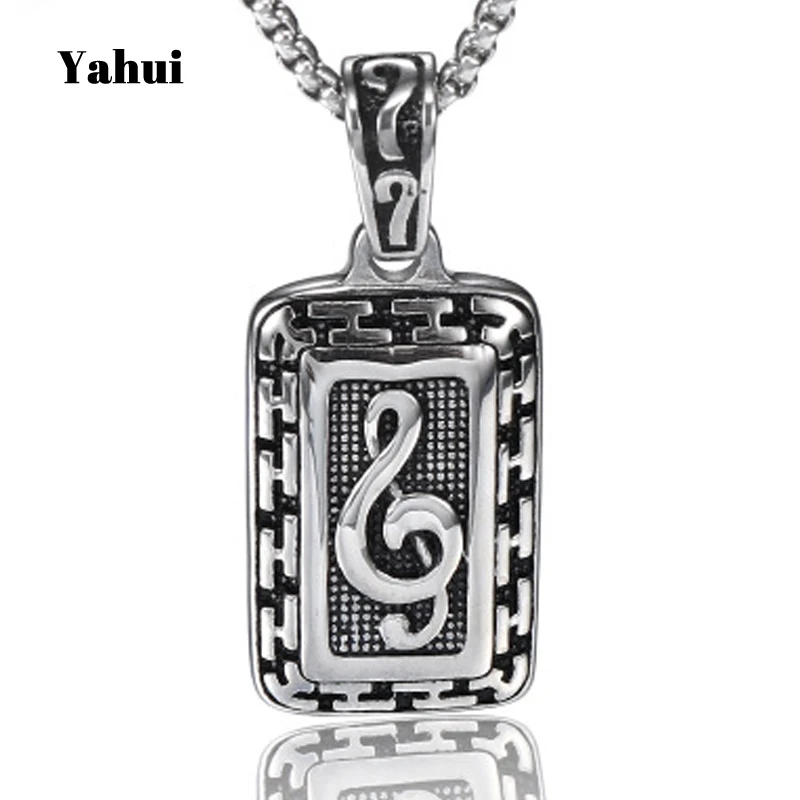

YaHui stainless steel jewelry musical note vintage necklace men's fashion jewelry fashion jewelry men jewelrypower necklace
