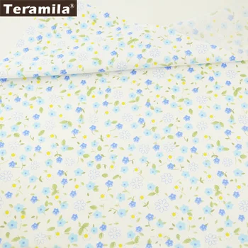 

Teramila Fabric 100% Cotton Twill Material Bedding Sheet Tissue Soft Quilting Texitle Printed Blue Flower With Leaves Design CM