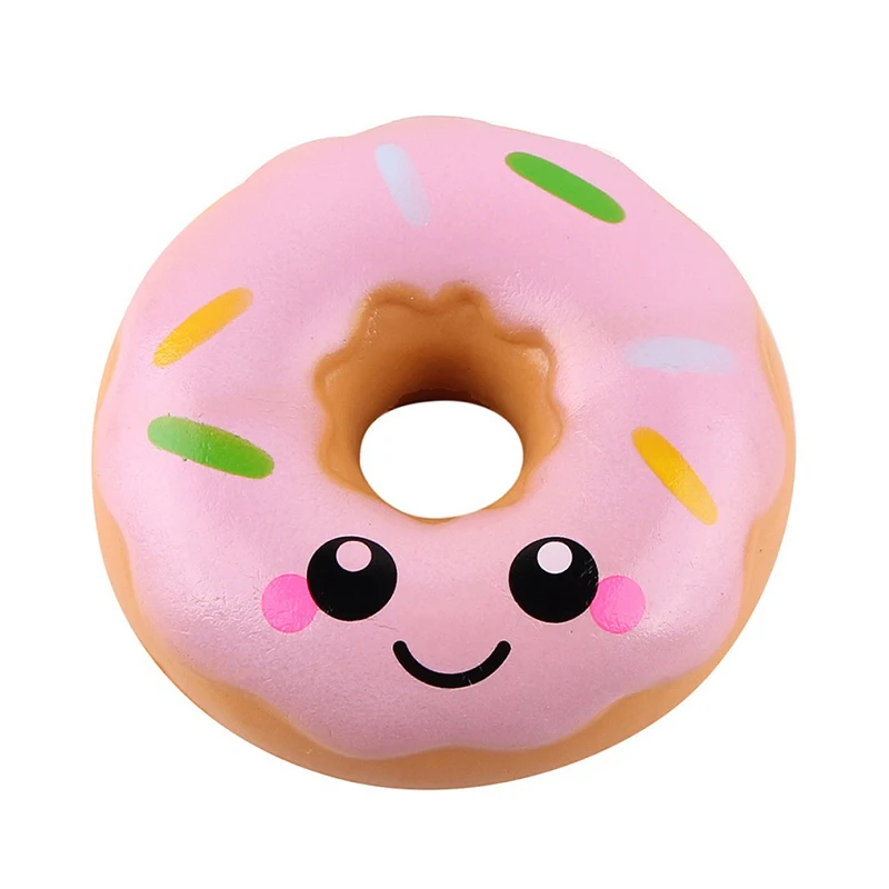 Simulation Donuts Phone Straps Cartoon Smile Face Squishy Slow Rising Anti-strss Photo Props Squeeze Squishy Gift 10*4 CM