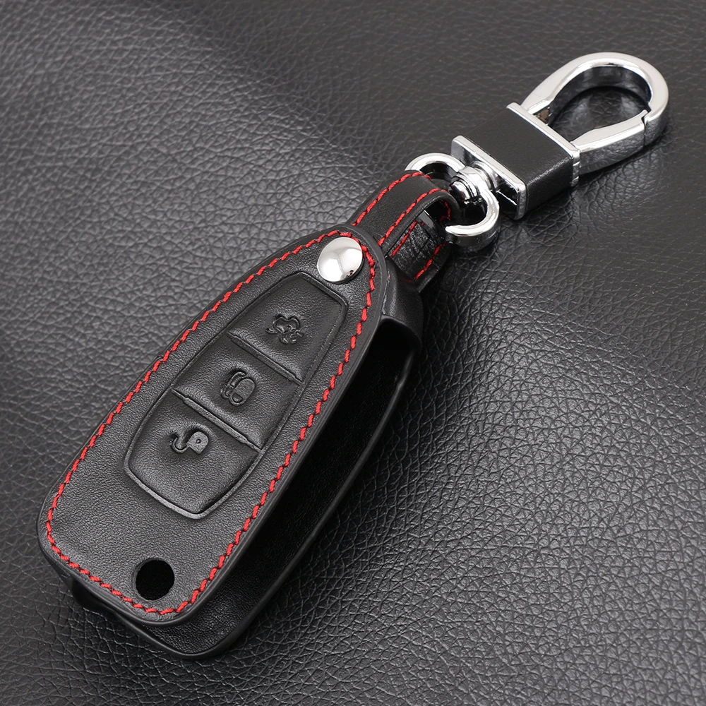 

3 Button Leather Car Remote Key Fob Shell Cover Case For Ford Ranger C-Max S-Max Focus Galaxy Mondeo Transit Tourneo Custom