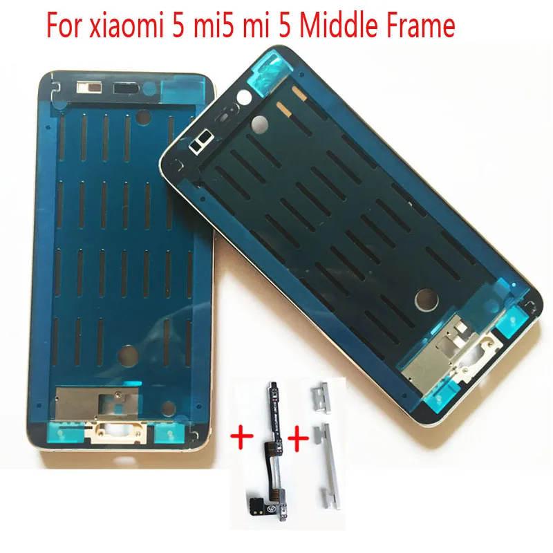 

For Xiaomi mi5 m5 mi 5 Front LCD Housing Middle Faceplate Frame Bezel Replacement Parts Cover+ Power Flex+ Side Button Set