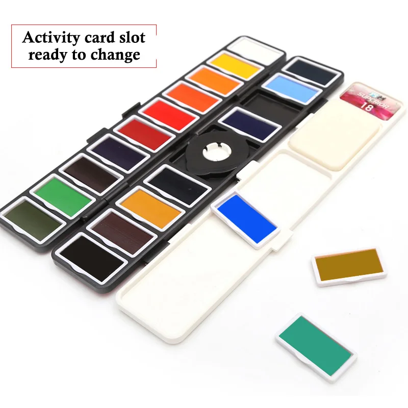 

18/38/58Colors Fold Solid Watercolor Paint Set With Water Brush & Gifts Box Watercolor Pigment For painting Water colors