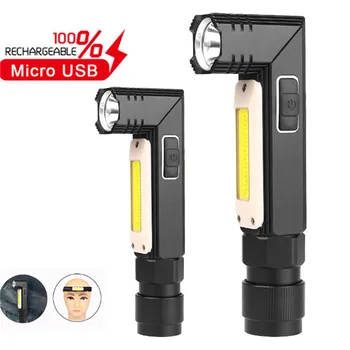 

2PCS Torch Led Waterproof Led Flashlight Torch USB Rechargeable Light Tail Magnet Work Light 5 Modes Zaklamp 40JUN10
