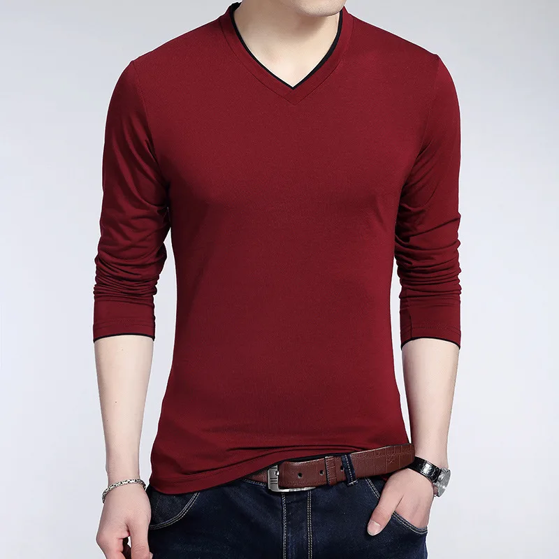 Горячие продаж молодежи популярны мужские Длинные рукава сплошной цвет Мужские пуловеры свитер v-образным вырезом мужская повседневная тонкий свитер простая одежда мужские - Цвет: 04