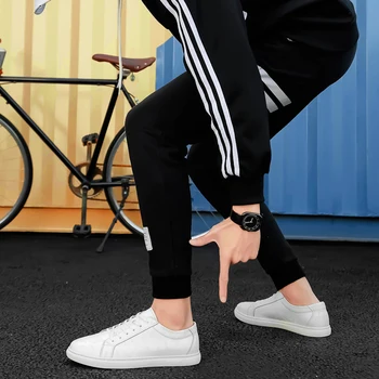 

2019 Classic Basic Boy's Split Leather Sneaker Men's Shoes Lace-up Water Print Breathable Platform Skate Shoes Durable