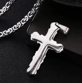 

Christ Bible Scripture Cross Necklace Titanium Steel Pendant For Free Shipping