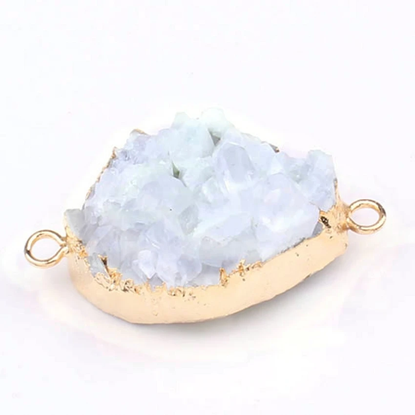 

100-Unique 1 Pcs Light Yellow Gold Color Irregular Shape Natural Rock Crystal Stone Connector Pendant
