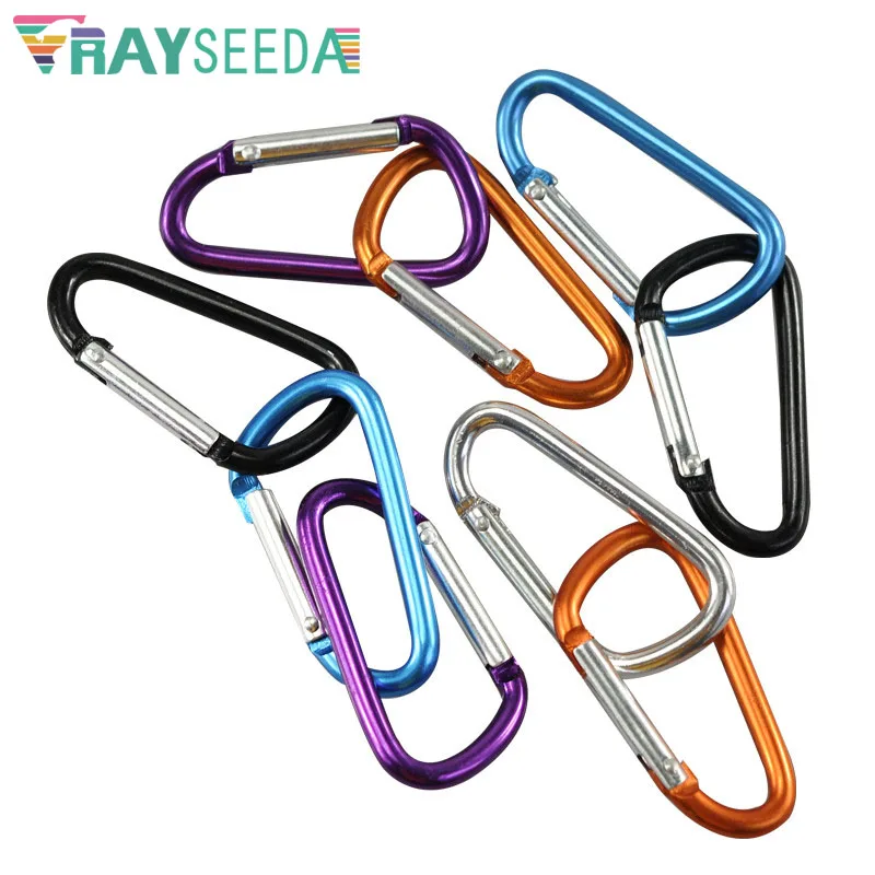 Rayseeda 3pieces 7# 60MM D Shape Climbing Carabiners Outdoor Aluminium Alloy Mountaineering Carabiner Hooks For Keys Waterbottle climbing carabiner