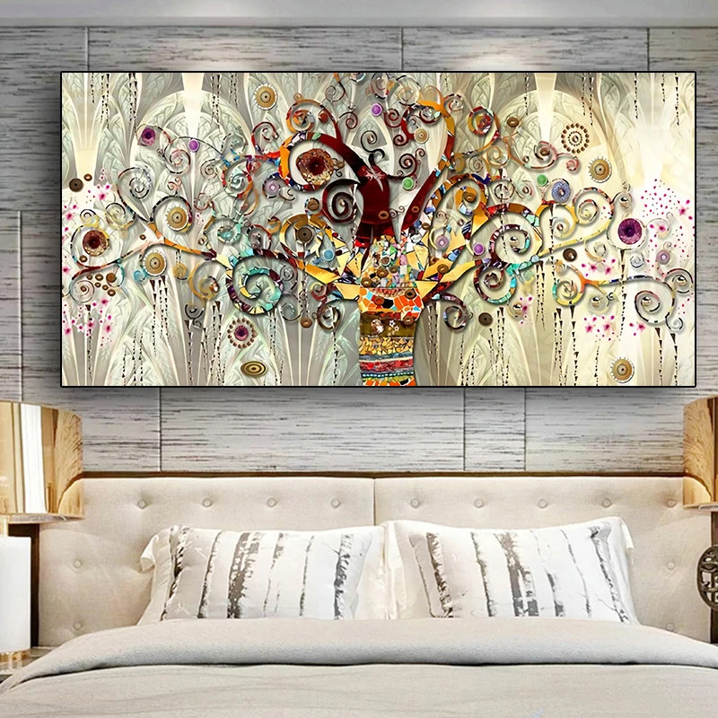 

Tree of life by Gustav Klimt Landscape Wall Art Canvas Scandinavian Posters and Prints Modern Wall Art Picture for Living Room