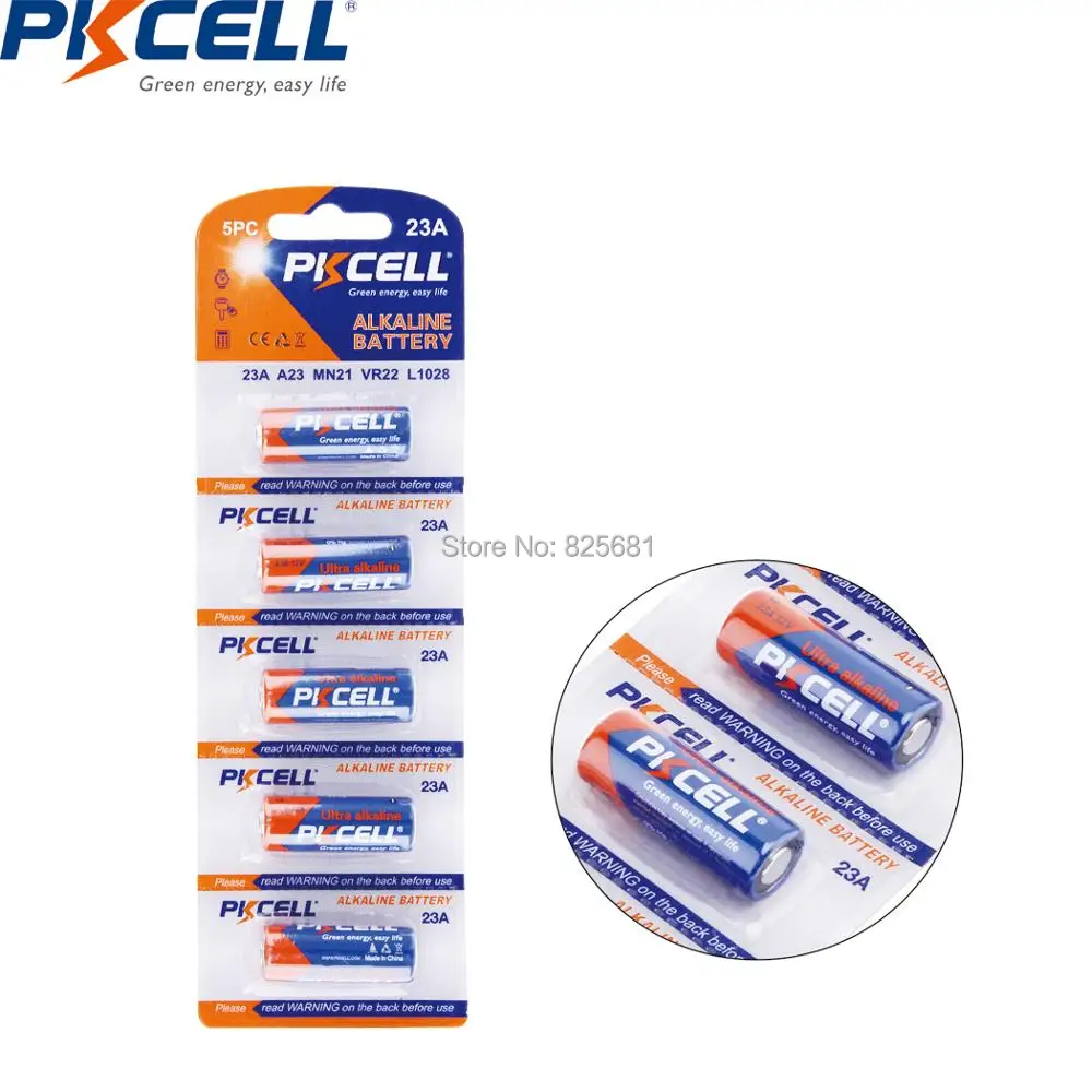 Щелочные аккумуляторные батареи PKCELL 23A 23AE MN21 12 В 23a 5 шт. 1 карта сухая батарейка для