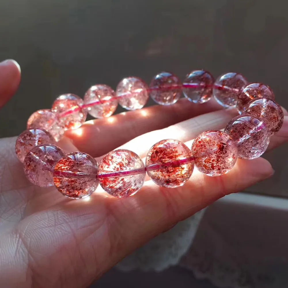 13,5 мм натуральный Lepidocrocite кварцевый браслет женский мужчина любовь юбилей подарки на удачу круглые бусины стрейч драгоценный камень ювелирные изделия