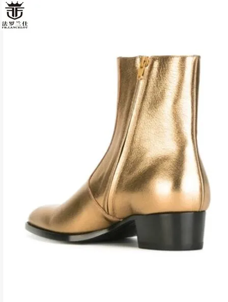 Lancelot Botas Mujer Estrecha Moda Bota Chelsea Botines Oro Zip Hombres Fr Cuero Británico De Estilo Punta dURwqwX