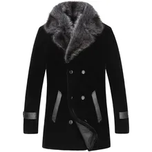 AYUNSUE шерстяное пальто овечья шерсть пальто с мехом зимняя куртка мужская енота меховой воротник длинные пальто Мужская куртка LSY080870 MY1133