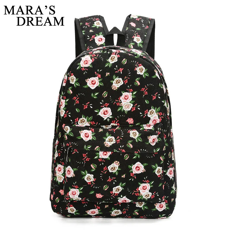 Mara's Dream Ladies Travel Backpack Floral Printing Women Bookbags Canvas Backpacks Schoolbag For Teenage Girls Laptop Rucksack bookbags-for-girls