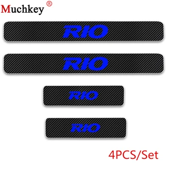 

Car Door Sill Protector Scuff For Kia RIO 4D Carbon Fiber Vinyl Decoration Sticker Door sill guard Interior Car Accessories 4Pcs