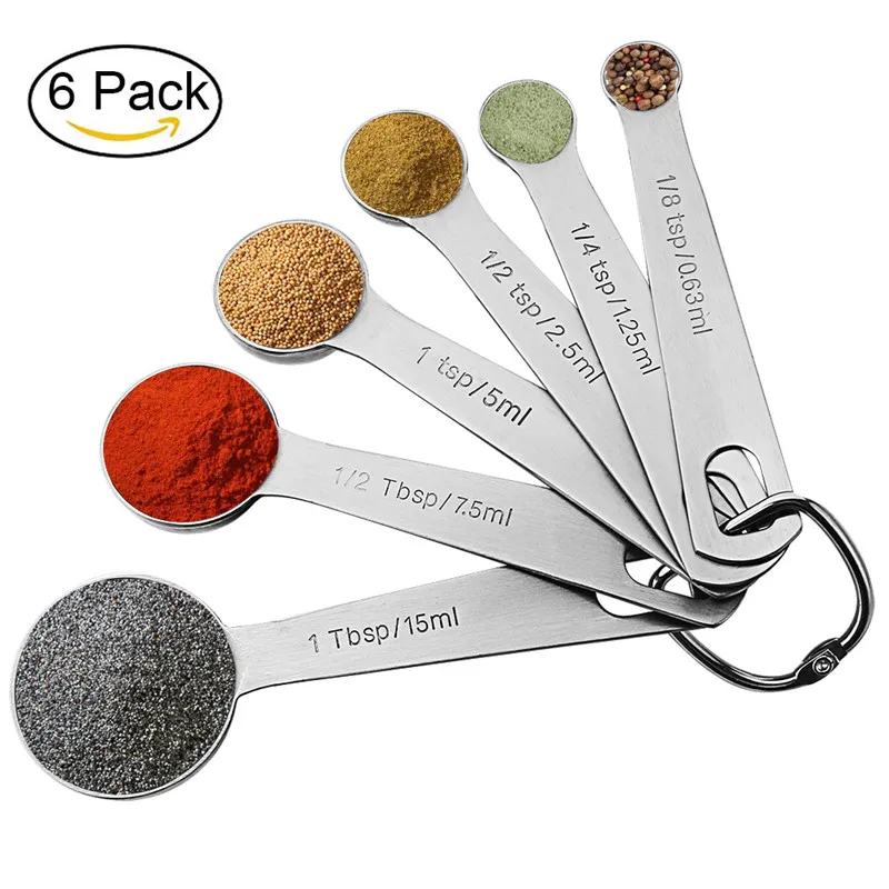 Stainless Steel Measuring Spoons Set Kitchen Tool 6pcs for Measuring