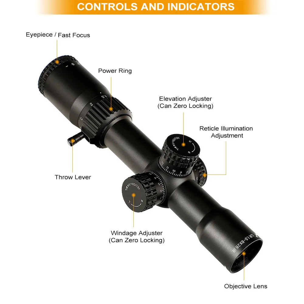 Ohhunt LR 1,5-8X28 IR Hunitng Riflescope Mil Dot стекло травленая сетка тактические оптические прицелы револьверный Сброс блокировки для прицела