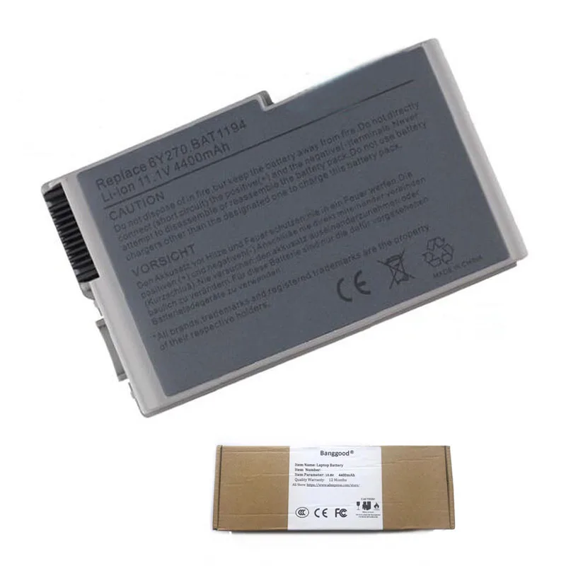 

4400mAh 6Y270 BAT1194 Laptop Battery for Dell Latitude D500 D505 D510 D520 D610 D600 D530 U1544 310-5195 C1295 4P894 J2178 M9014