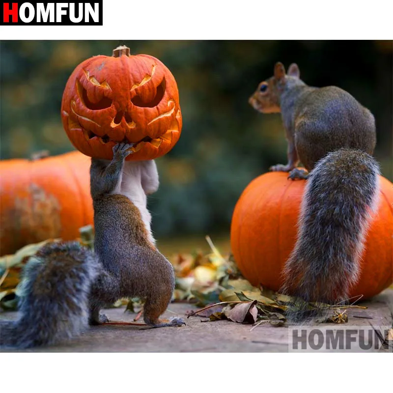 HOMFUN Full Square/Round Drill 5D DIY Diamond Painting &quotSquirrel pumpkin&quot 3D Embroidery Cross Stitch Home Decor Gift A17411 | Дом и