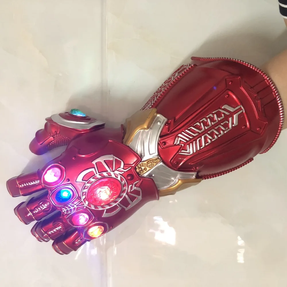 Новинка! Одежда с изображением Мстителей завершающей Marvel Железный человек Бесконечность перчатку Тони Старк Косплэй перчатки танос Мстители светодиодный перчатки Опора с Робертом Дауни мл