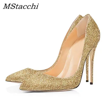 

MStacchi High Quality Bling Bling Women Pumps Sexy Pointed Toe High Heels Elegant Bridal Women Shoes Glitter Party Wedding Shoes