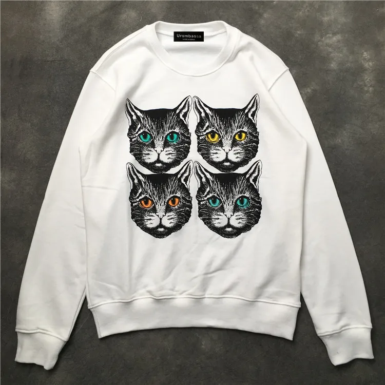 Fashion women/men casual loose pullovers hoody Tops New 2018 autumn cute cat print sweatshirt Tops D188