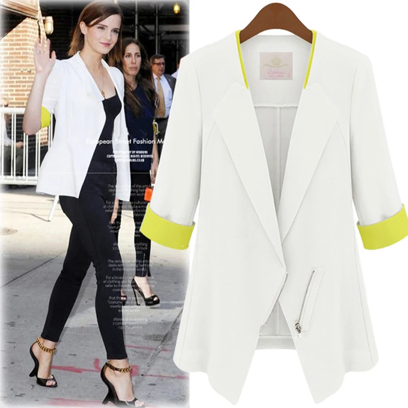 White blazer Women's Blue blazers and jackets Korean