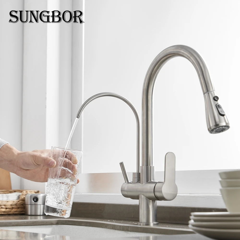  Kitchen Faucets 3 Ways Purification Faucet Drinking Tap Pure Water Pull Down Faucet Dual Spout Kitc - 33009052686