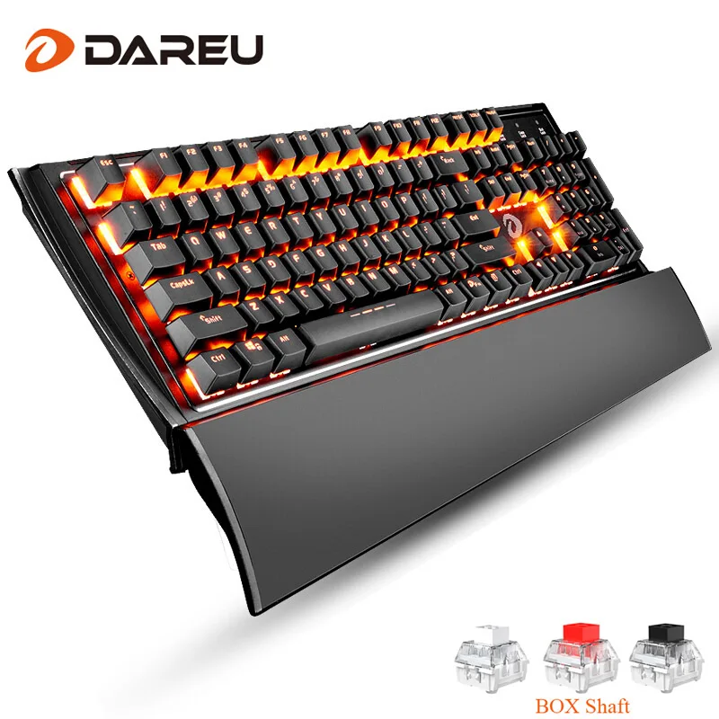 

Dareu EK835 Gaming Mechanical Keyboard 104 Keys USB Wired Metal Panel Orange light LED Backlight Game Key Board For LOL Computer