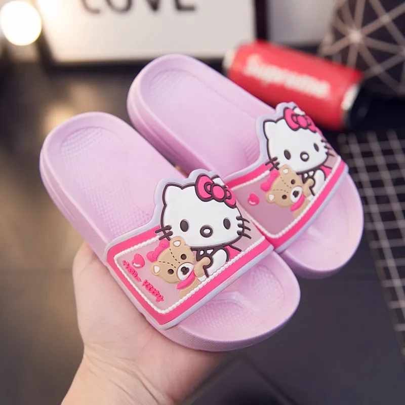 Детские Тапочки Рисунок Hello Kitty милый дом Стиль обувь детская Женские дети
