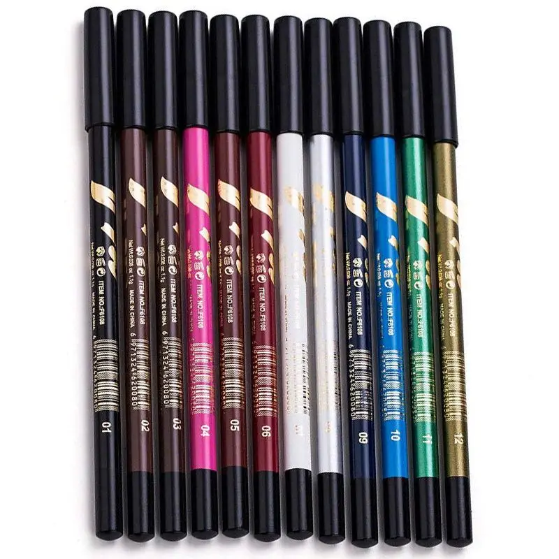 

FEXPORT 12Pcs Professional Long Lasting Waterproof Eye Liner Pencil Eyebrow Pencil Lipliner Pencil Set (Multicolor)