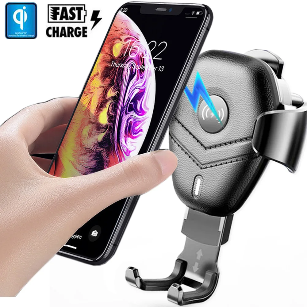 

For Huawei P30 Pro/Lite Samsung S10 Plus S9 S8 Xiaomi Mi9 Car Fat 10W Qi Wireless Charging Holder GPS Gravity Phone Bracelet