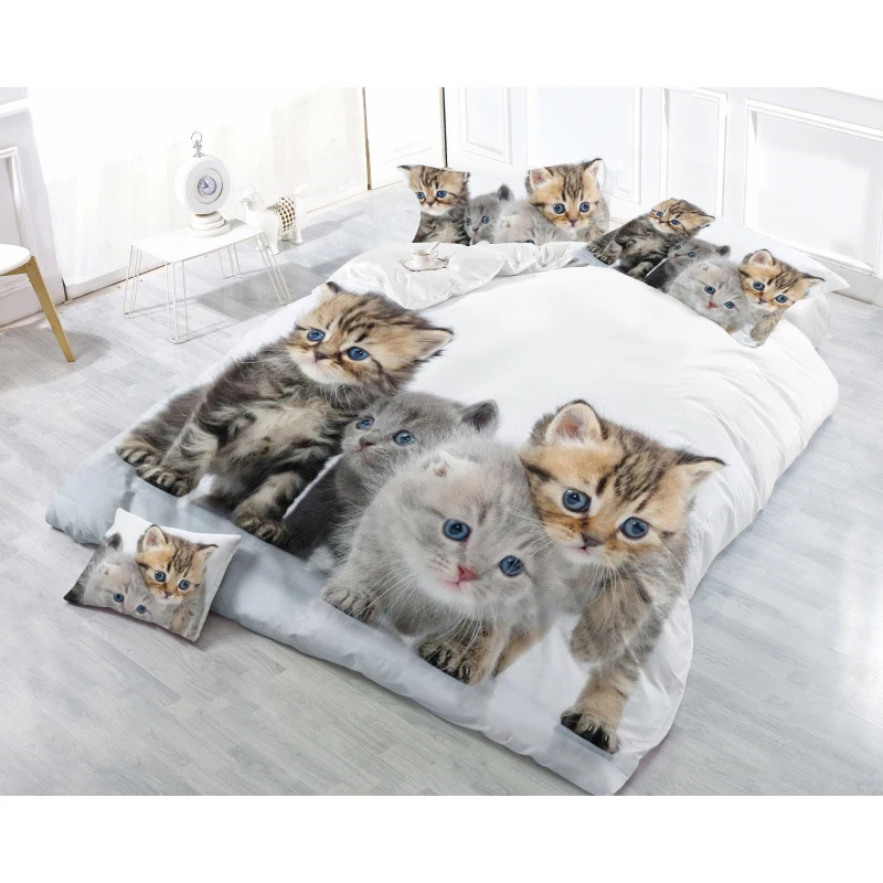 

4pcs Home Textiles 3D bedding set animal Duvet Cover flower Bed Sheet queen size Soft Cat Printing Duvet Pillowcase