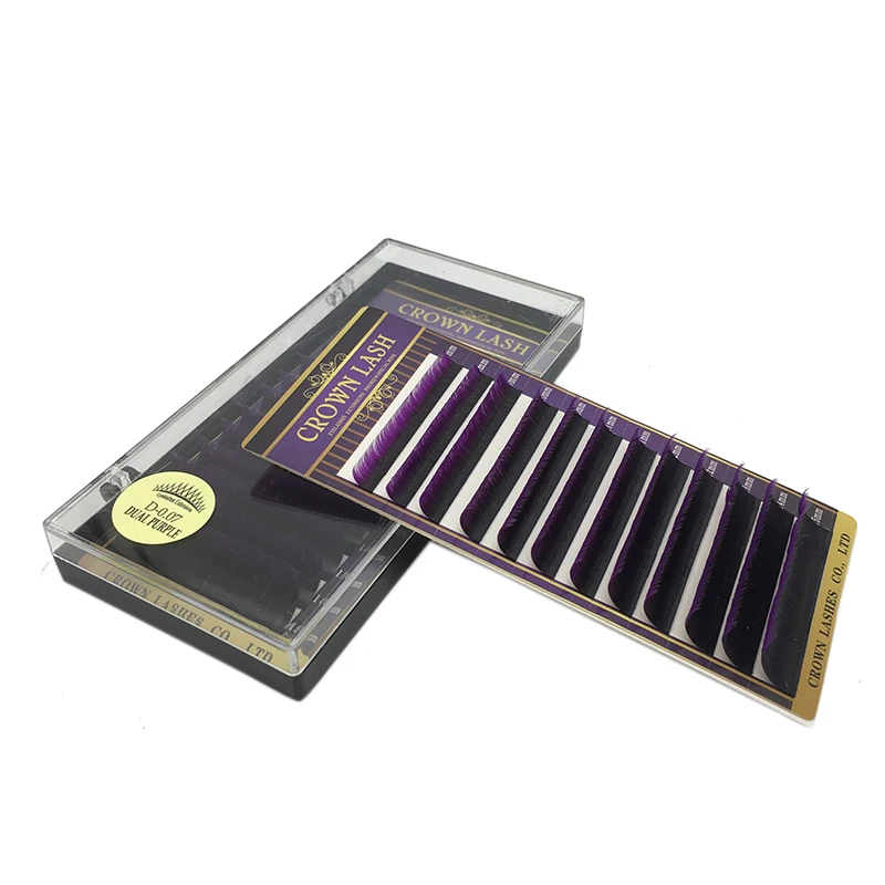 CrownLash 2tone color Ombre Фиолетовый C D-0.07 7-15 мм двойной цвет фиолетовый объем наращивание ресниц