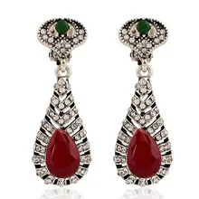 4 colors choose rhinestone vintage clip earrings without piercing long earrings with stones handing earrings fashion jewelry